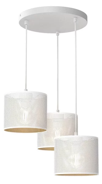 Lampadario a sospensione con filo LOFT SHADE 3xE27/60W/230V bianco/oro
