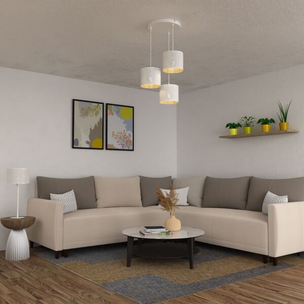 Lampadario a sospensione con filo LOFT SHADE 3xE27/60W/230V bianco/oro