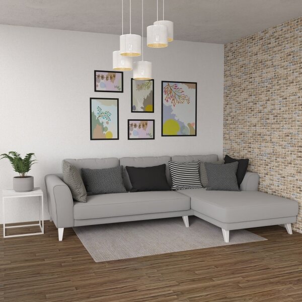 Lampadario a sospensione con filo LOFT SHADE 5xE27/60W/230V bianco/oro