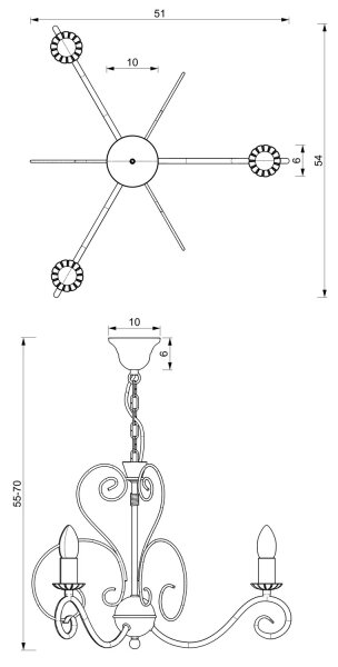 Lampadario a sospensione con catena MAURO 3xE14/60W/230V