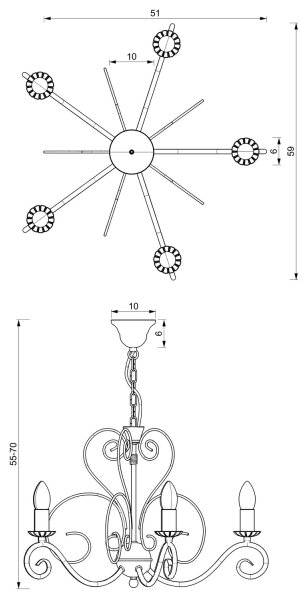 Lampadario a sospensione con catena MAURO 5xE14/60W/230V