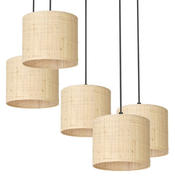 Lampadario a sospensione con filo RATTAN 5xE27/60W/230V rattan