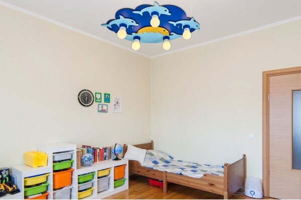 Plafoniera per bambini LUCCA, 5x portalampade E27, 24W, 230V, blu