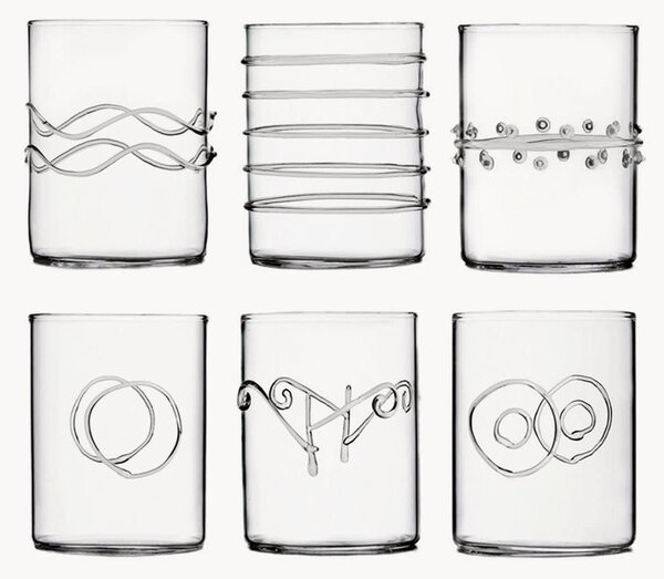 Set di 6 bicchieri in vetro soffiato Deco