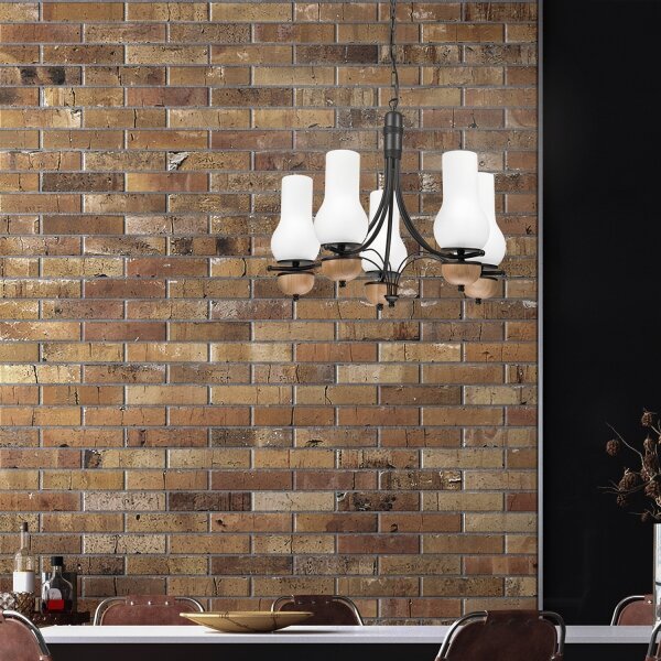 Brilagi - LED Lampadario a sospensione con catena COTTAGE 5xE14/40W/230V faggio/bianco