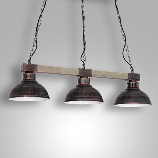 Lampadario a sospensione con catena HAKON 3xE27/60W/230V patina