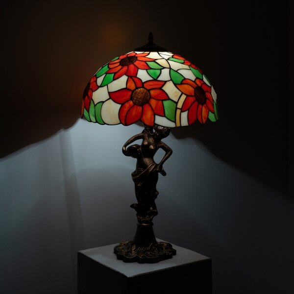 Brilagi - Lampada da tavolo in vetro stile Tiffany SUNFLOWER 1xE27/60W/230V