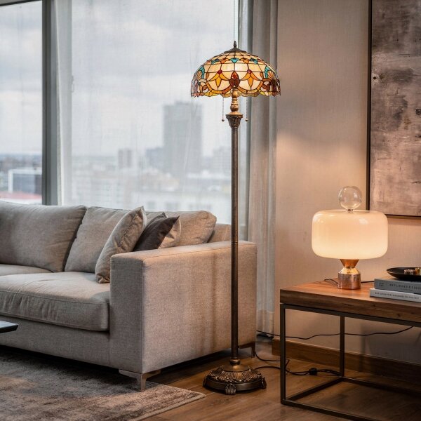 Brilagi - Lampada da terra Tiffany a vetri colorati MIRABELLA 2xE27/60W/230V