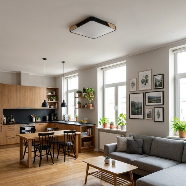 Brilagi - Plafoniera LED dimmerabile PILANA LED/48W/230V rovere/nero 56x56 cm + telecomando