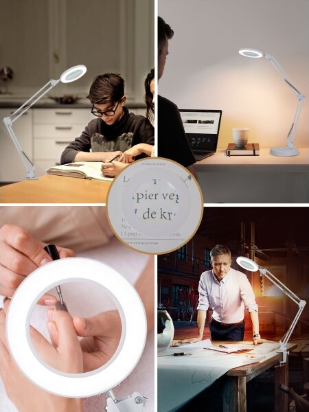 Brilagi - Lampada da tavolo LED dimmerabile con una lente d'ingrandimento LED/12W/5V 3000/4200/6000K bianco