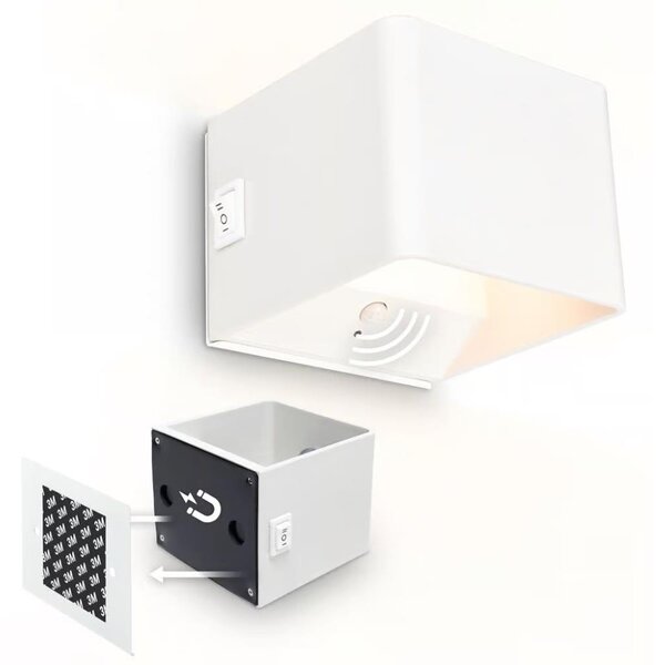 Briloner 3879016 - Lampada da parete ricaricabile a LED con sensore BORRA LED/1,5W/5V 3600 mAh, bianca