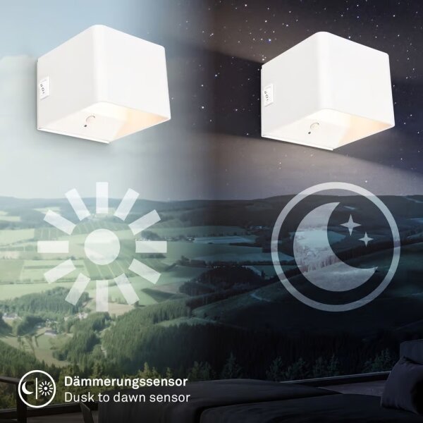 Briloner 3879016 - Lampada da parete ricaricabile a LED con sensore BORRA LED/1,5W/5V 3600 mAh, bianca