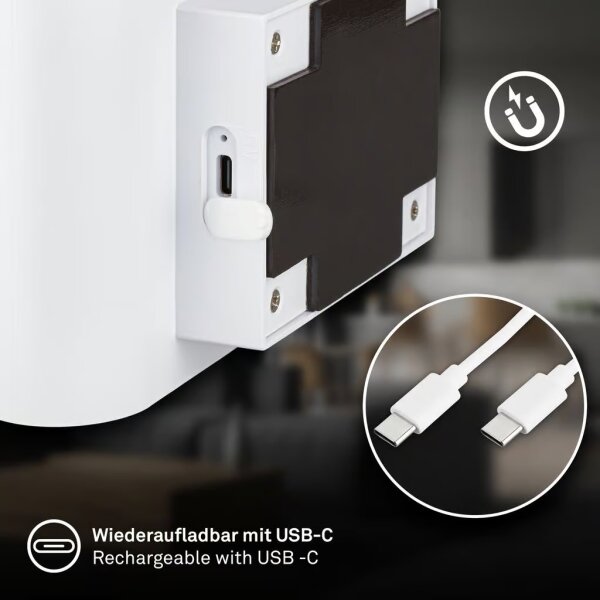 Briloner 3878016 - Lampada da parete a LED ricaricabile con sensore CHAT LED/3W/5V 2000 mAh bianca