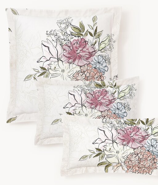 Federa in raso di cotone con stampa floreale Margot