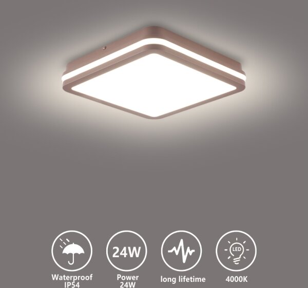 Brilagi -LED Plafoniera da esterno BENE LED/24W/230V 26x26 cm marrone IP54