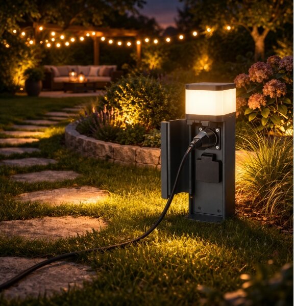 Brilagi - Lampada da esterno con 2 prese SCHUKO PILLAR 1xG9/11W/230V IP44 antracite