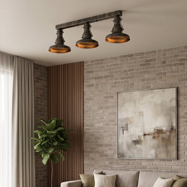 Brilagi - Lampada da soffitto PYRONIC 3xE27/40W/230V bronzo/patina