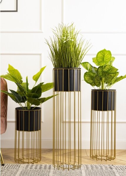 Vaso da fiori in metallo LOFT 55x20 cm oro/nero