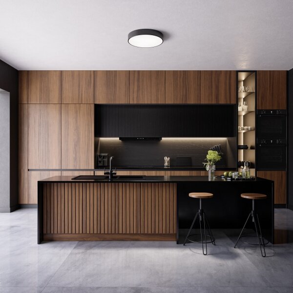 Plafoniera da bagno CLEO 4xE27/24W/230V diametro 50 cm nero IP54