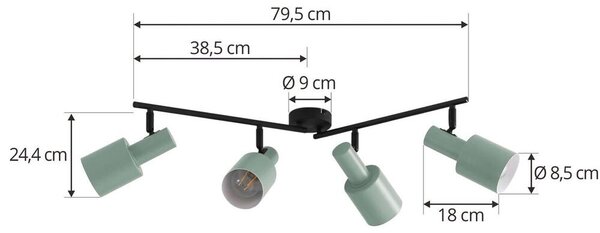 Lindby - Ovelia 4 Plafoniera Green/Black Lindby