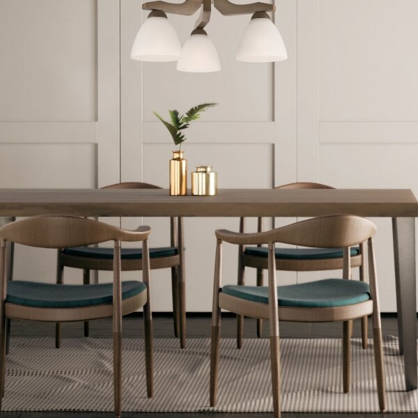 Lampadario a soffitto ADRIANO 3xE27/60W/230V faggio