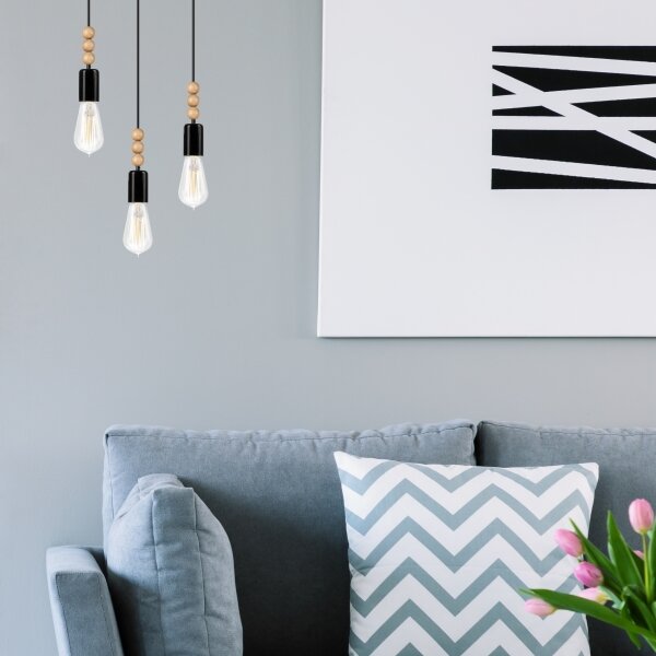 Lampadario a cavo SIMON 3xE27/60W/230V nero