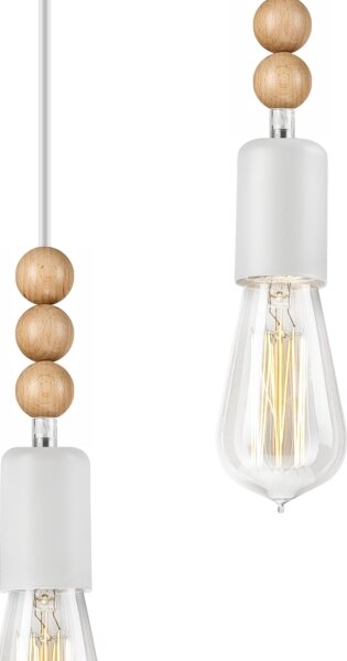 Lampadario a cavo SIMON 2xE27/60W/230V bianco/rovere