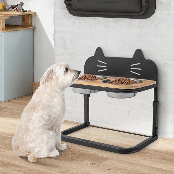 Costway Alimentatore rialzato per gatti e cani di piccola e media taglia, Supporto per gatti rialzato 3 altezze regolabili