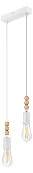 Lampadario a cavo SIMON 2xE27/60W/230V bianco/rovere