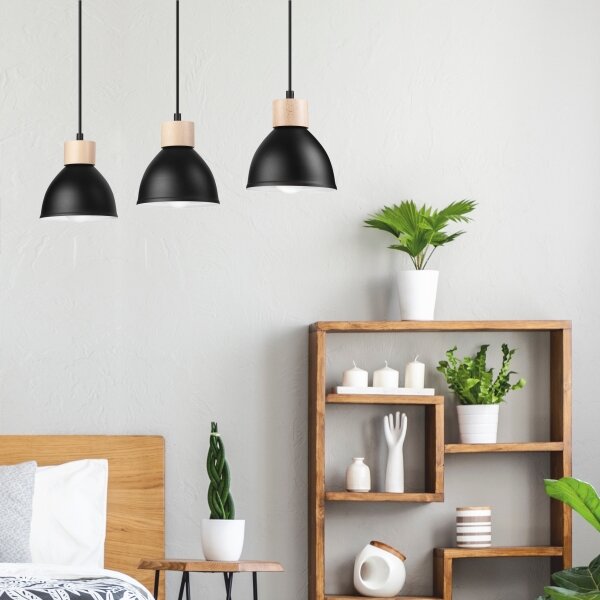 Lampadario a sospensione con filo NICO 3xE27/60W/230V nero