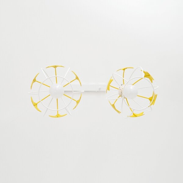 Lampadario a sospensione per bambini STARS 2xE27/15W/230V giallo/bianco
