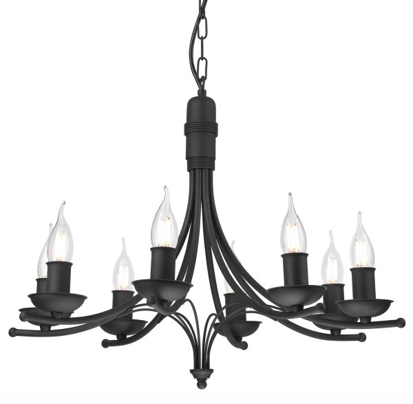 Lampadario a sospensione con catena LUCY 8xE14/60W/230V nero