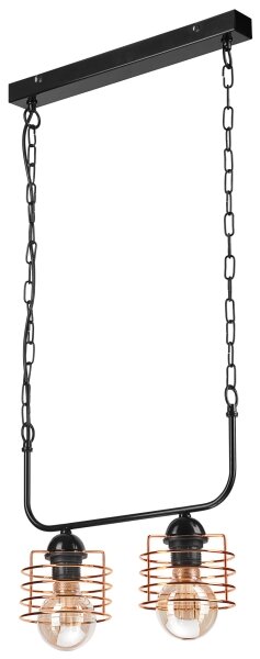 Lampadario a sospensione con catena MORGAN 2xE27/60W/230V nero/rame