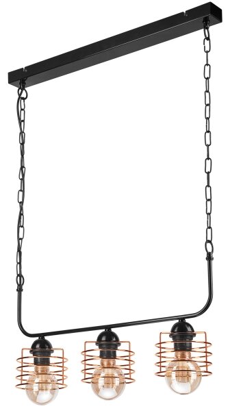Lampadario a sospensione con catena MORGAN 3xE27/60W/230V nero/rame