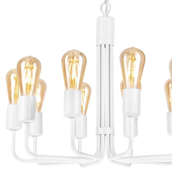 Lampadario a catena 10xE27/60W/230V bianco