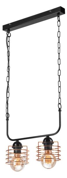 Lampadario a sospensione con catena MORGAN 2xE27/60W/230V nero/rame