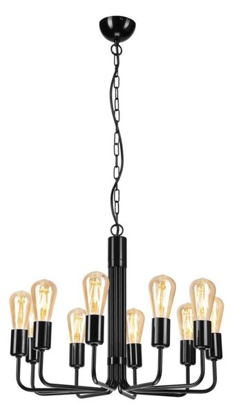 Lampadario a sospensione con catena 10xE27/60W/230V nero