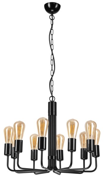 Lampadario a sospensione con catena 10xE27/60W/230V nero