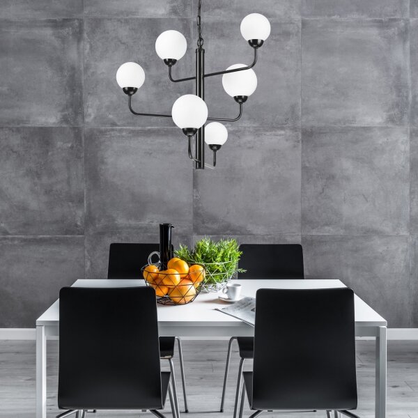 Lampadario a sospensione con catena OSCAR 6xG9/5W/230V nero