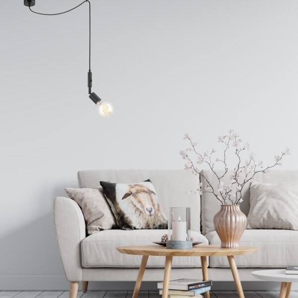 Lampadario a sospensione con filo INA 1xE27/42W/230V nero