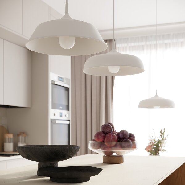 Sollux SL.1329 - Lampadario a sospensione con filo GINA 1xE27/15W/230V diametro 38 cm bianco