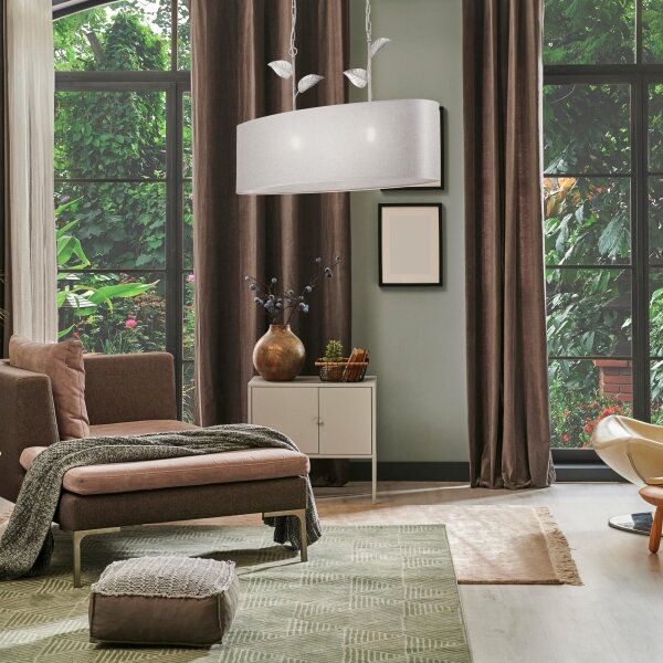 Lampadario a catena NOEMI 2xE27/60W/230V argento/bianco patinato