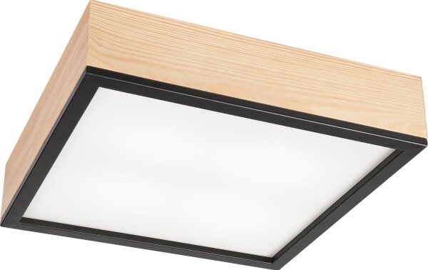 Plafoniera NATURAL SQUARE 4xE27/15W/230V 39x39 cm pino/nero