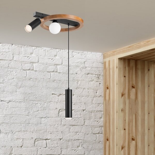 Lampadario a sospensione con filo OTIS 1xG9/5W/230V + 2xE27/15W/230V quercia