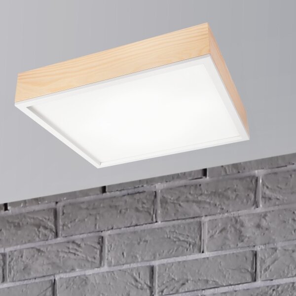 Plafoniera NATURAL SQUARE 4xE27/15W/230V 48x48 cm pino/bianco