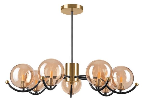 Lampadario a sospensione con supporto rigido GEORGIA 7xE14/5W/230V oro/fumé beige