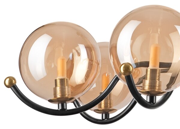 Lampadario a sospensione con supporto rigido GEORGIA 7xE14/5W/230V oro/fumé beige