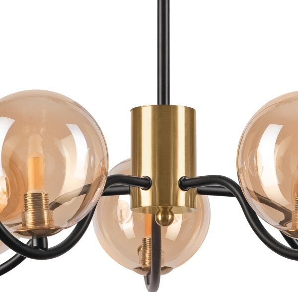 Lampadario a sospensione con supporto rigido GEORGIA 5xG9/5W/230V oro/fumé beige