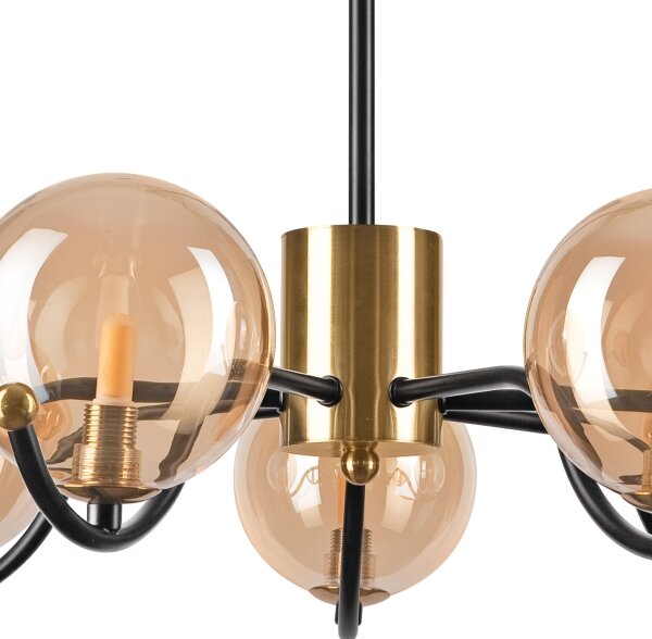 Lampadario a sospensione con supporto rigido GEORGIA 7xE14/5W/230V oro/fumé beige