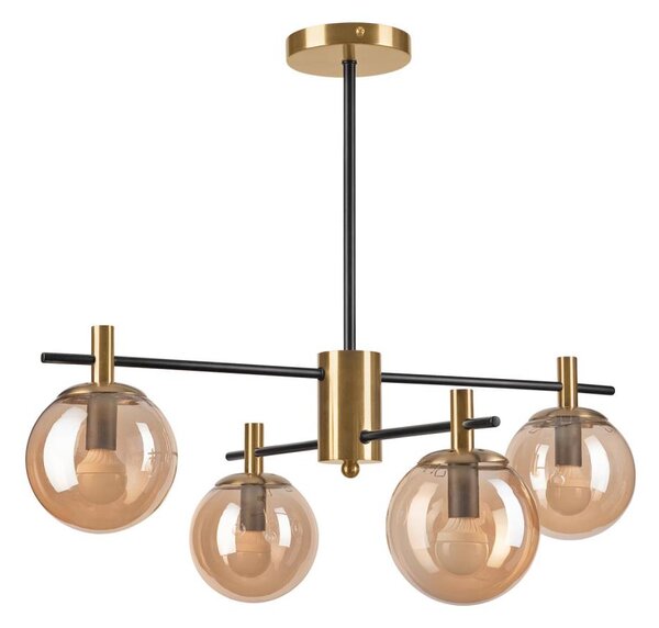 Lampadario a sospensione con supporto rigido LILOU 4xE14/5W/230V oro/nero/fumé beige